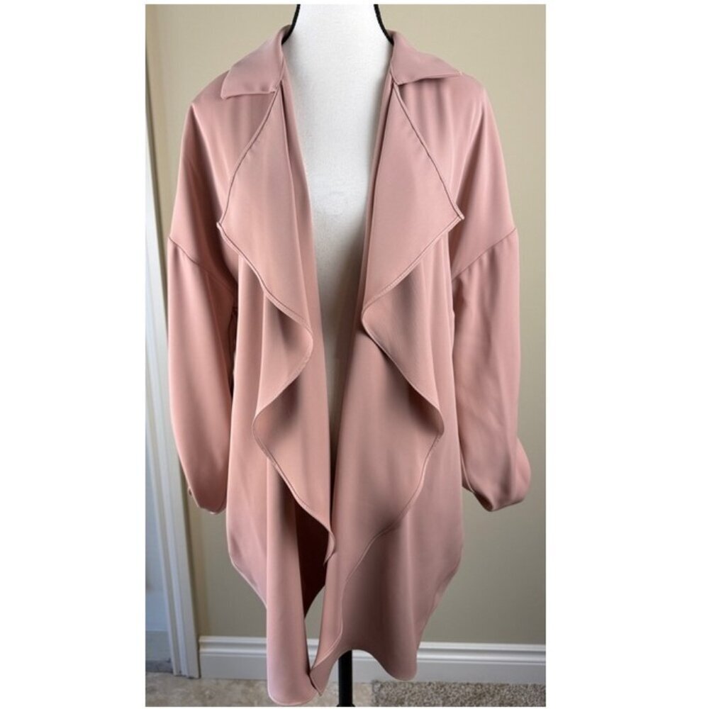 Joseph Ribkoff Blazer Jacket Sz 6 Blush/Beige Fluid Boxy Cover Up Style 242058